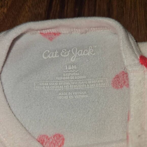 5 For $25 Cat & Jack Pink and Red Heart Fleece Pajamas Baby Size 18 Months - Picture 2 of 3